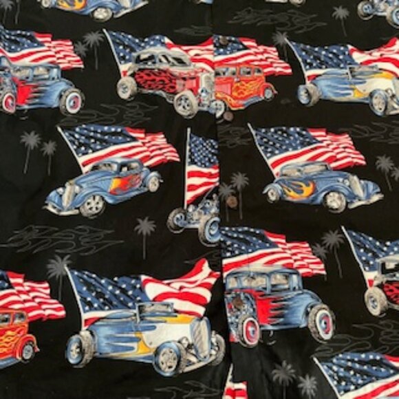 High Seas Trading Co. Patriotic Shirt Mens Size‎ 3XLT  Vintage Cars & Flag - Picture 11 of 14